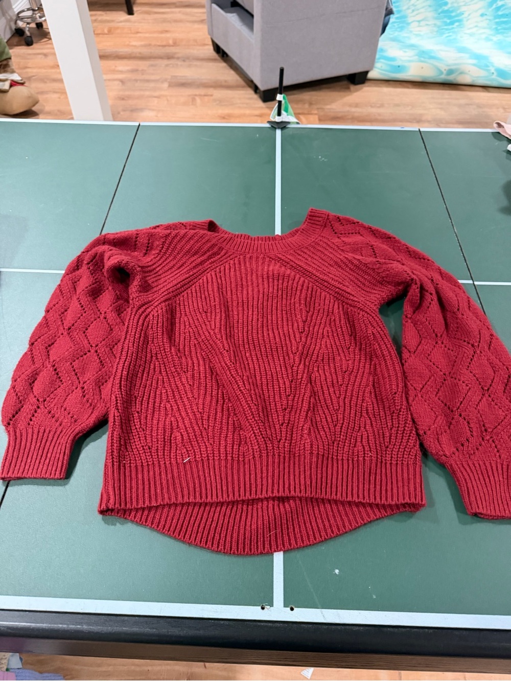 Women's Red Cable-Knit Crewneck Sweater